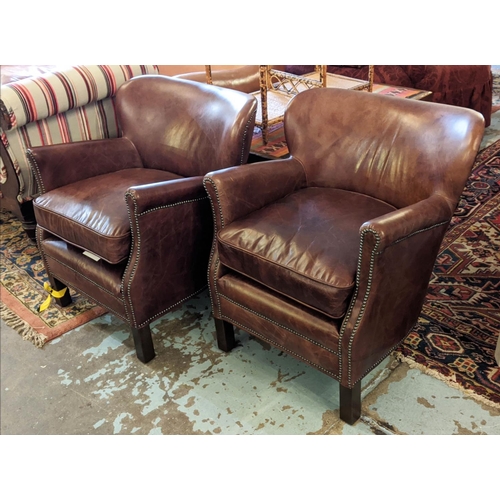 175 - HALO LITTLE PROFESSOR LEATHER ARMCHAIRS, a pair, each 64cm W. (2)