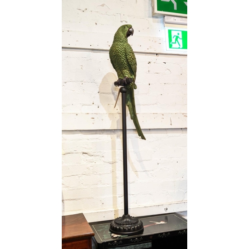 392 - SCULPTURAL PARROT ON STAND, 119cm H, polychrome finish.