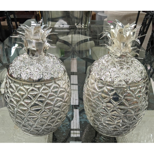 403 - PINEAPPLE ICE BUCKETS, a pair, 33cm H, polished metal. (2)