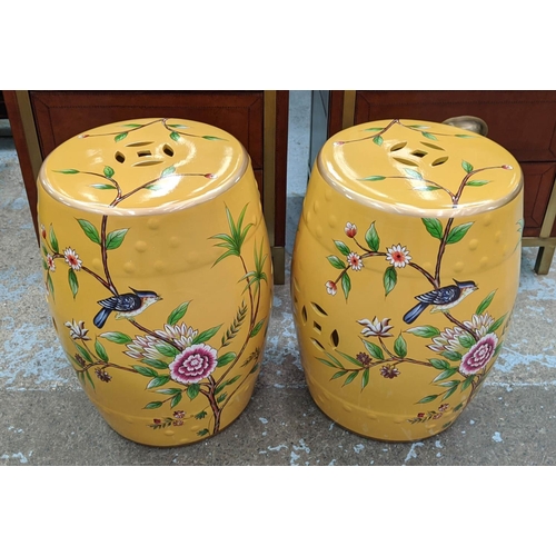 404 - BARREL STOOLS, a pair, Chinese style, glazed ceramic, 47cm H x 30cm diam. (2)