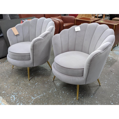 408 - COCKTAIL CHAIRS, a pair, French Art Deco style, grey velvet upholstered, 82cm x 70cm x 83cm. (2)