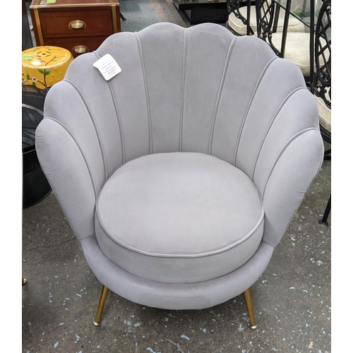 408 - COCKTAIL CHAIRS, a pair, French Art Deco style, grey velvet upholstered, 82cm x 70cm x 83cm. (2)