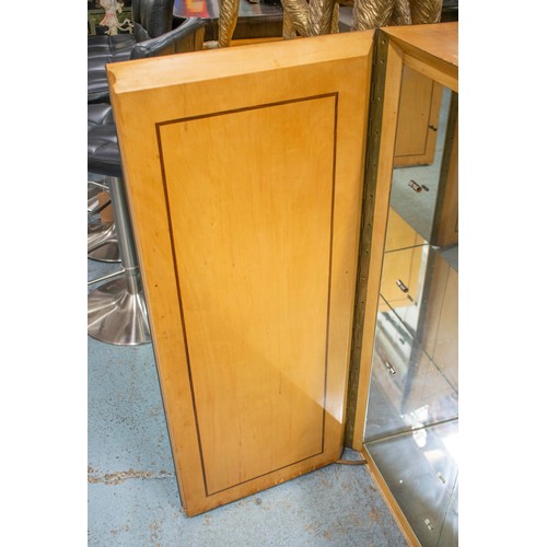 426 - MIRRORED CABINET, 106cm H x 86cm W x 37cm D, mid 20th century sycamore, with two doors.