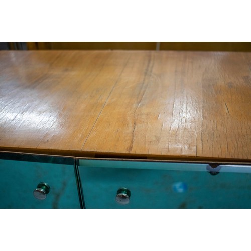 426 - MIRRORED CABINET, 106cm H x 86cm W x 37cm D, mid 20th century sycamore, with two doors.