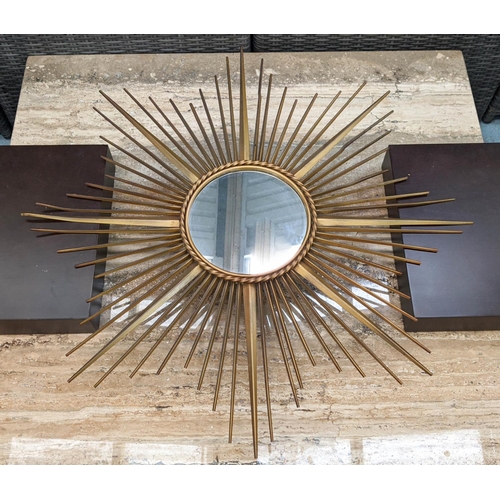 375 - STARBURST WALL MIRROR, 90cm diam, gilt metal frame.