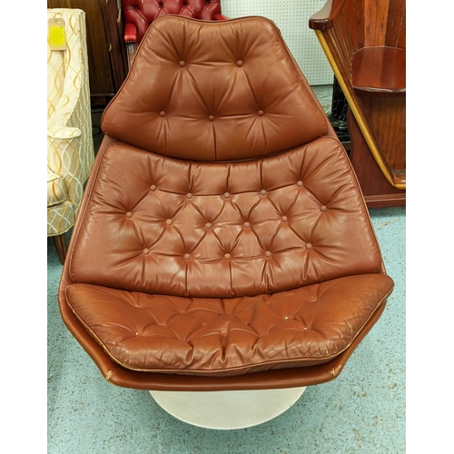 386 - ARMCHAIR, 96cm H, buttoned brown leather, vintage 20th century.