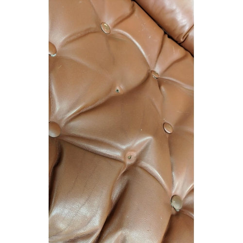 386 - ARMCHAIR, 96cm H, buttoned brown leather, vintage 20th century.