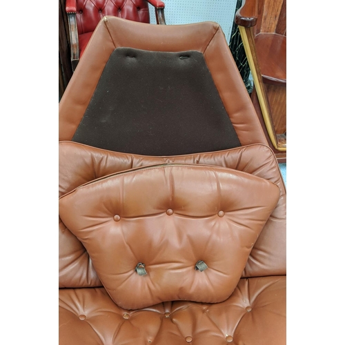 386 - ARMCHAIR, 96cm H, buttoned brown leather, vintage 20th century.