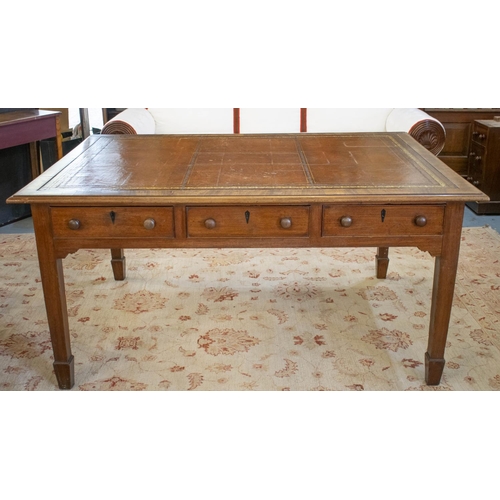 170 - PARTNER'S WRITING TABLE, 78cm H x 163cm W x 121cm D, 19th century mahogany with brown leather top ab... 