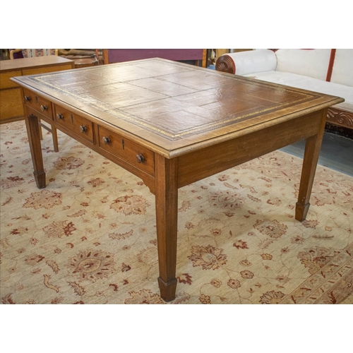 170 - PARTNER'S WRITING TABLE, 78cm H x 163cm W x 121cm D, 19th century mahogany with brown leather top ab... 