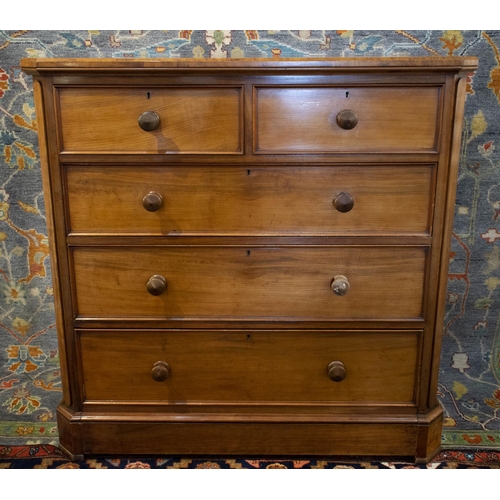 131 - CHEST, 122cm x 122cm W x 54cm D, Victorian mahogany of five drawers.