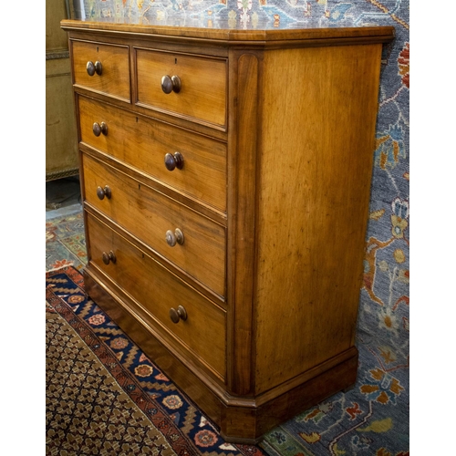 131 - CHEST, 122cm x 122cm W x 54cm D, Victorian mahogany of five drawers.