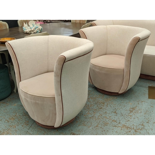 390 - ABBIE DE BUNSEN FOR ANNA MASON TULIP ARMCHAIRS, a pair, 93cm x 77cm x 91cm. (2)