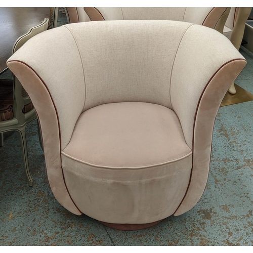 390 - ABBIE DE BUNSEN FOR ANNA MASON TULIP ARMCHAIRS, a pair, 93cm x 77cm x 91cm. (2)