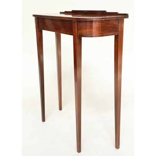 103 - CONSOLE/HALL TABLE, George III design rounded rectangular mahogany and satinwood line inlaid with ta... 