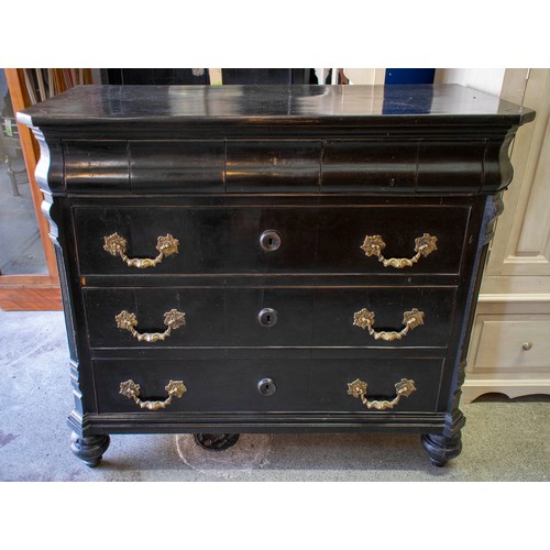 142 - COMMODE, 108cm H x 121cm W x 56cm D, 19th century Swedish and later ebonised with four drawers.