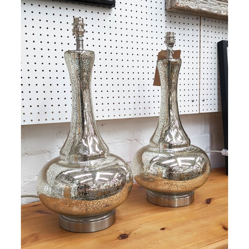 438 - TABLE LAMPS, a pair, eglomise style glass, 51cm H. (2)