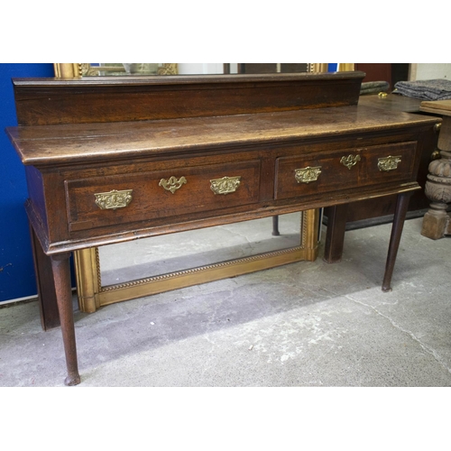 280 - DRESSER BASE, 95cm H x 158cm W x 46cm D, Georgian oak with two drawers.