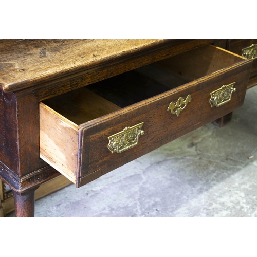 280 - DRESSER BASE, 95cm H x 158cm W x 46cm D, Georgian oak with two drawers.