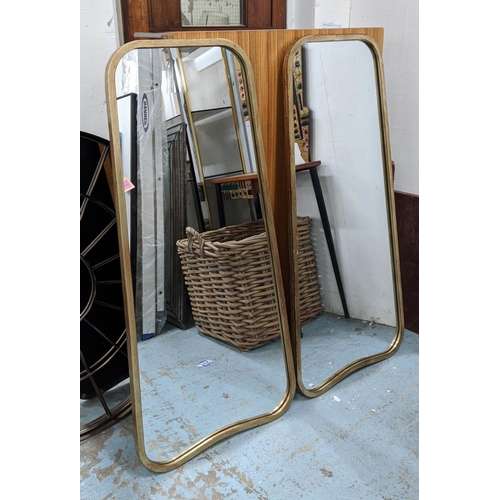 400 - WALL MIRRORS, a pair, 1950's Italian style lozenge design, gilt frames, 124cm x 60cm. (2)