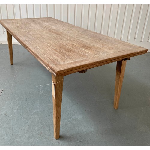 118 - FARMHOUSE TABLE, antique French chestnut with planked and cleated top extending with two additional ... 