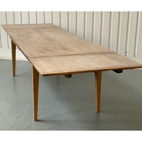 118 - FARMHOUSE TABLE, antique French chestnut with planked and cleated top extending with two additional ... 