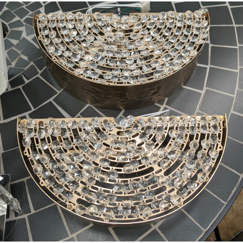 509 - WALL LIGHTS, two pairs of differing design, 39cm x 14cm x 18cm at largest. (4)