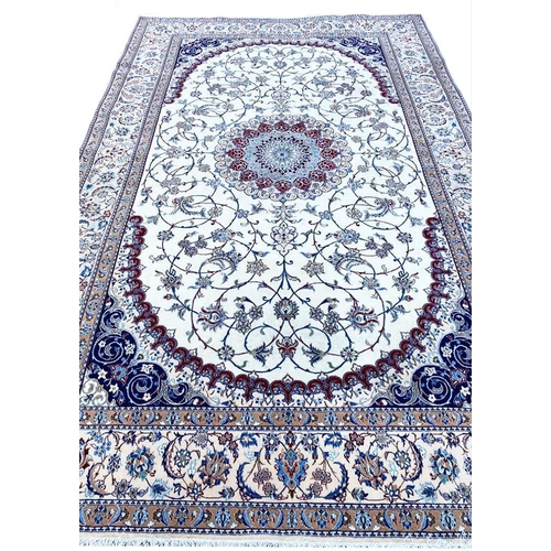 120 - FINE PERSIAN NAIN PART SILK RUG, 270cm x 170cm.