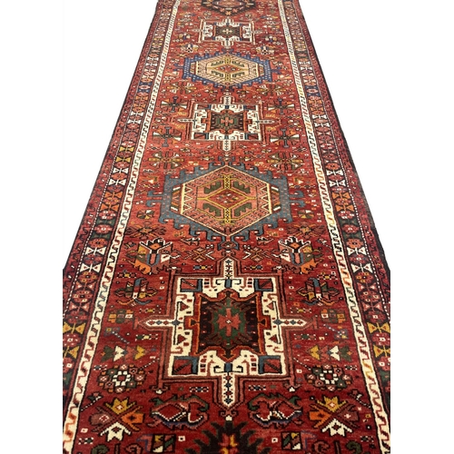 123 - FINE PERSIAN KARAJA LONG RUNNER, 514cm x 100cm.