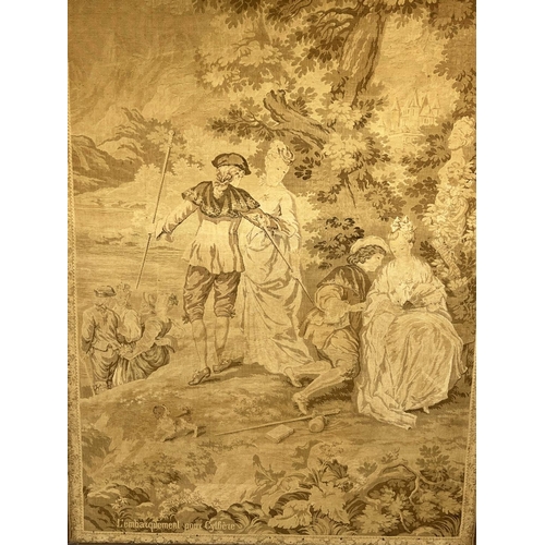 127 - AFTER JEAN-ANTOINE WATTEAU (French 1684-1721) 'The Embarkation of Cythera', Tapestry, 210cm x 137cm,... 