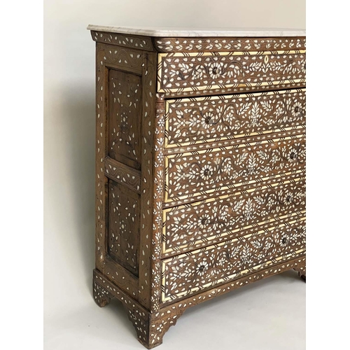 141 - SYRIAN COMMODE, 19th century Syrian hardwood, bone, mother of pearl and silvered metal inlaid with m... 