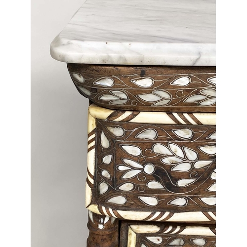 141 - SYRIAN COMMODE, 19th century Syrian hardwood, bone, mother of pearl and silvered metal inlaid with m... 