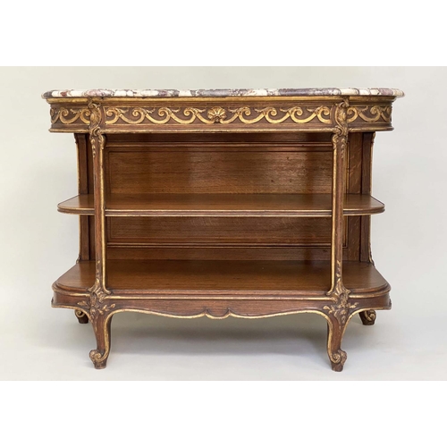 143 - CONSOLE SERVING TABLE, 19th century French carved giltwood and rosewood wood grained with breche vio... 