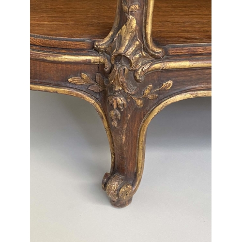 143 - CONSOLE SERVING TABLE, 19th century French carved giltwood and rosewood wood grained with breche vio... 