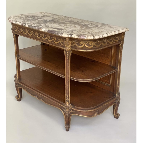 143 - CONSOLE SERVING TABLE, 19th century French carved giltwood and rosewood wood grained with breche vio... 