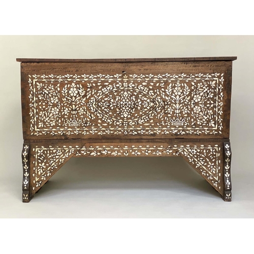 145 - SYRIAN CABINET, 19th century Syrian hardwood, bone, mother or pearl and silvered metal inlaid with f... 