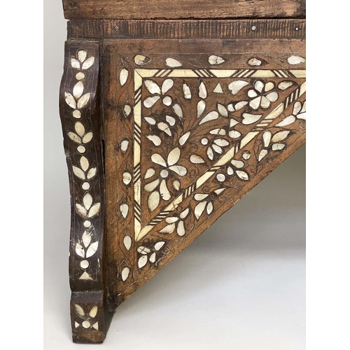 145 - SYRIAN CABINET, 19th century Syrian hardwood, bone, mother or pearl and silvered metal inlaid with f... 