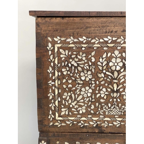 145 - SYRIAN CABINET, 19th century Syrian hardwood, bone, mother or pearl and silvered metal inlaid with f... 