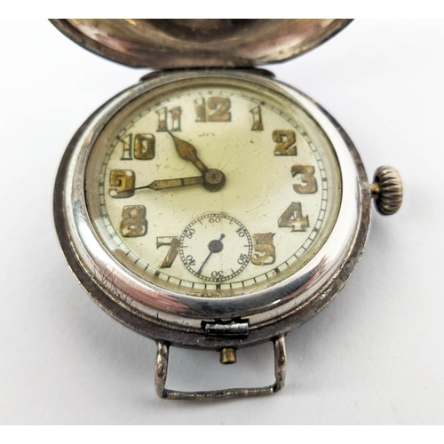 16 - TRENCH WATCH, silver cased and one other wrist watch.