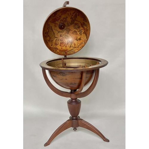 162 - GLOBE COCKTAIL CABINET, usually large in the form of an antique terrestrial globe with tripod stand ... 