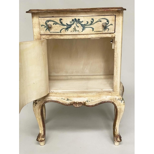 164 - FLORENTINE COMMODES, a pair, early 20th century polychrome painted each serpentine with drawer and d... 