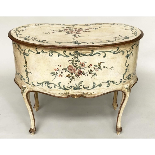 166 - FLORENTINE WRITING TABLE, early 20th century polychrome painted with five drawers and knee hole, 95c... 