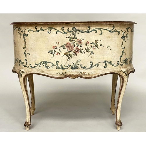 166 - FLORENTINE WRITING TABLE, early 20th century polychrome painted with five drawers and knee hole, 95c... 