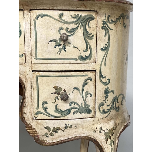 166 - FLORENTINE WRITING TABLE, early 20th century polychrome painted with five drawers and knee hole, 95c... 