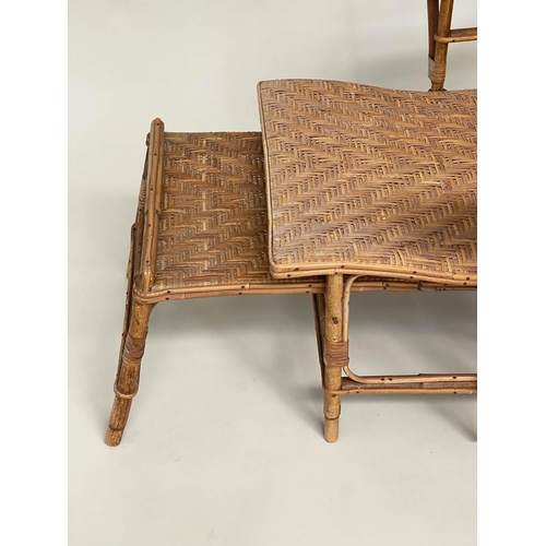 171 - TERRACE STEAMER ARMCHAIR, 1930s bamboo, wicker and cane bound with adjustable back and pull out foot... 