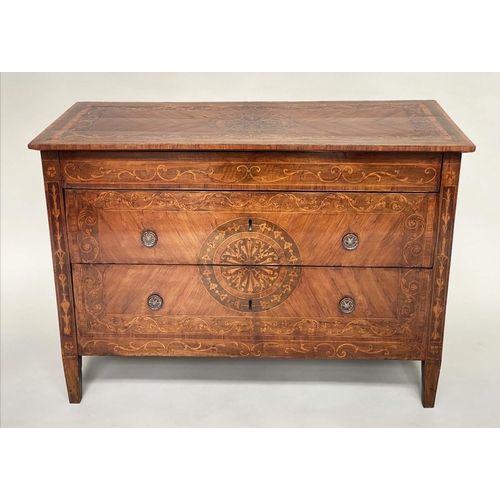 189 - ITALIAN COMMODE, late 18th century, North Italian walnut and marquetry with three drawers, in the ma... 