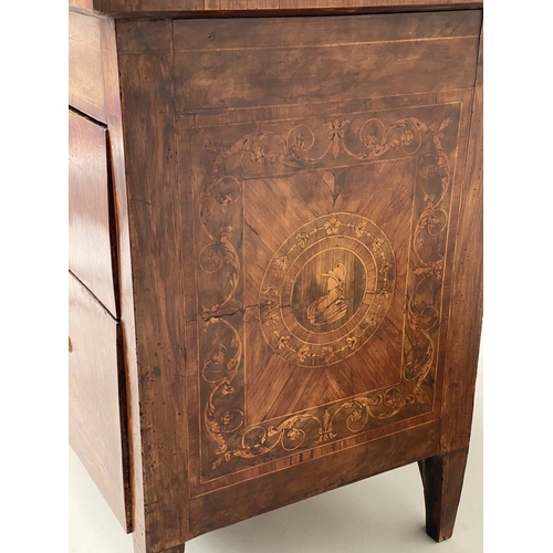 189 - ITALIAN COMMODE, late 18th century, North Italian walnut and marquetry with three drawers, in the ma... 