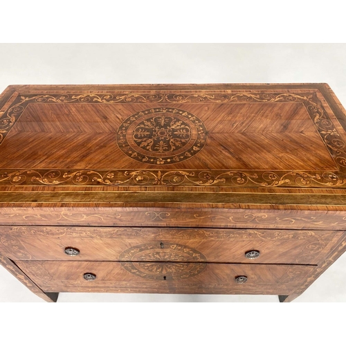 189 - ITALIAN COMMODE, late 18th century, North Italian walnut and marquetry with three drawers, in the ma... 