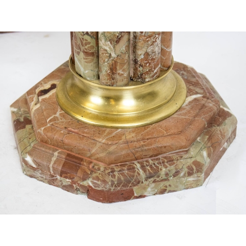 194 - PEDESTALS, 103cm H x 30cm, a pair, marble and brass mounted. (2)