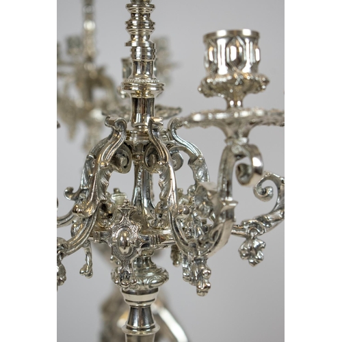 201 - CANDELABRA, 100cm H x 25cm W x 25cm D, a pair, after Jean Louis Gregoire silver plate and marble mod... 